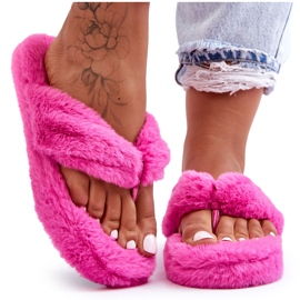 Pantofole in pelliccia da donna Pantofole Elma fucsia rosa