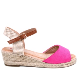 Eakes Sandali espadrillas con zeppa fucsia rosa