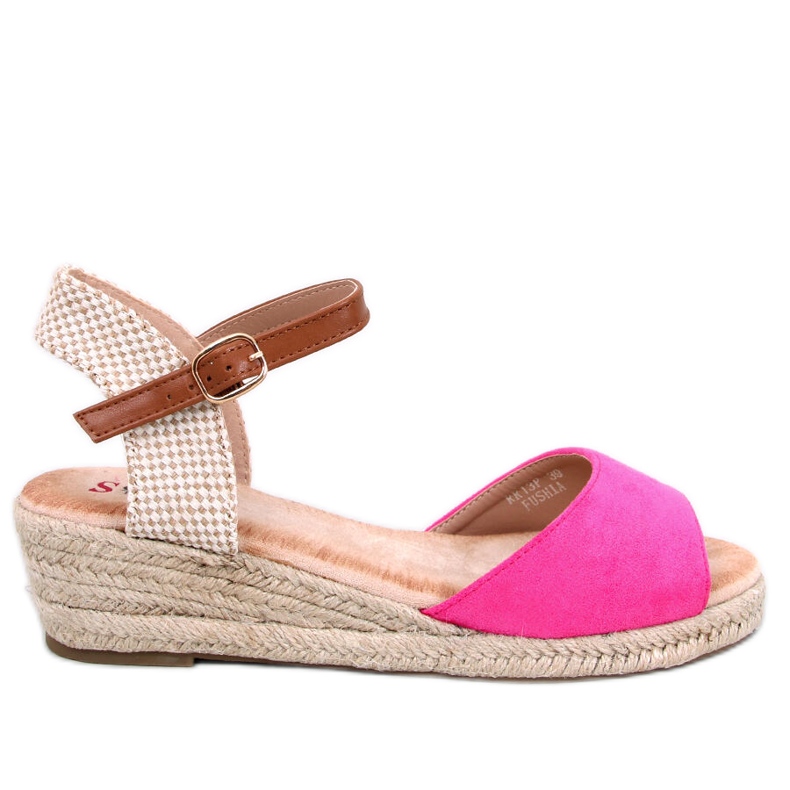 Eakes Sandali espadrillas con zeppa fucsia rosa