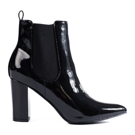 Stivaletti Shelovet in vernice nera con tacco nero