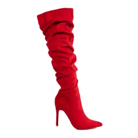 Stivali con tacco alto in camoscio da donna rossi di Shelovet rosso
