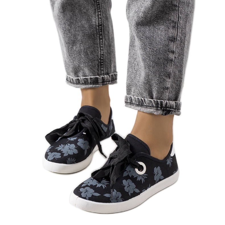 Sneakers floreali nere di Hurstie nero