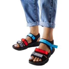 Mireio sandali sportivi neri con velcro nero