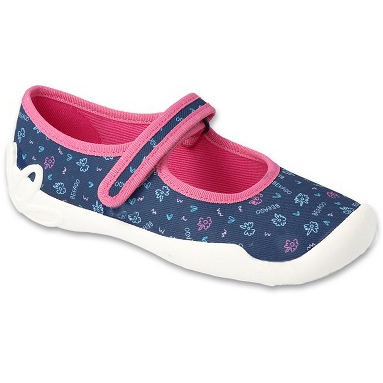 Pantofole per bambini Befado con velcro 114X517 blu navy e rosa