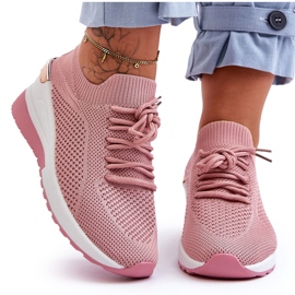 PG1 Scarpe Sportive Slip-On in Tessuto Rosa Visconti Zeppa