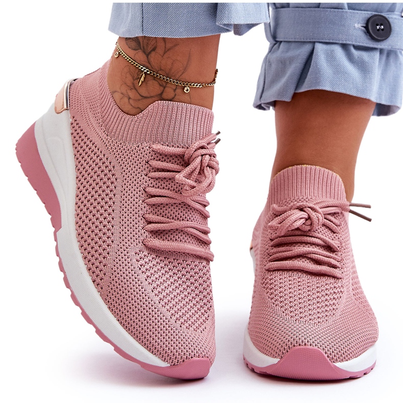 PG1 Scarpe Sportive Slip-On in Tessuto Rosa Visconti Zeppa
