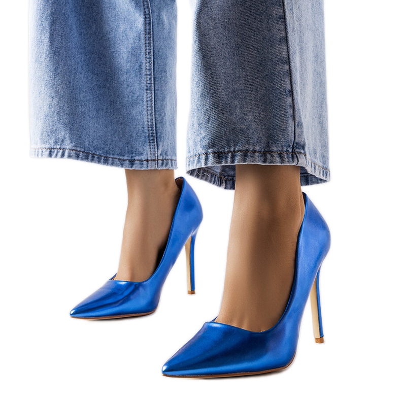 Scarpe con tacco blu metallizzato di Delis