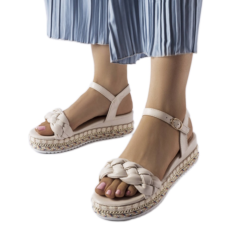 Sandali beige con plateau di Katrin verde