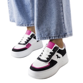 Sneakers con plateau nere e rosa di Gidle nero