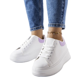 Sneakers con plateau bianche e viola di Holante bianco
