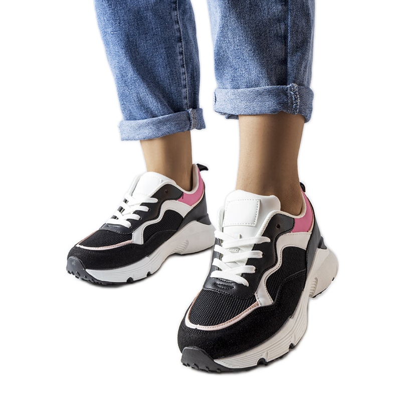 Inna Sneakers sportive nere e rosa di Fauren nero