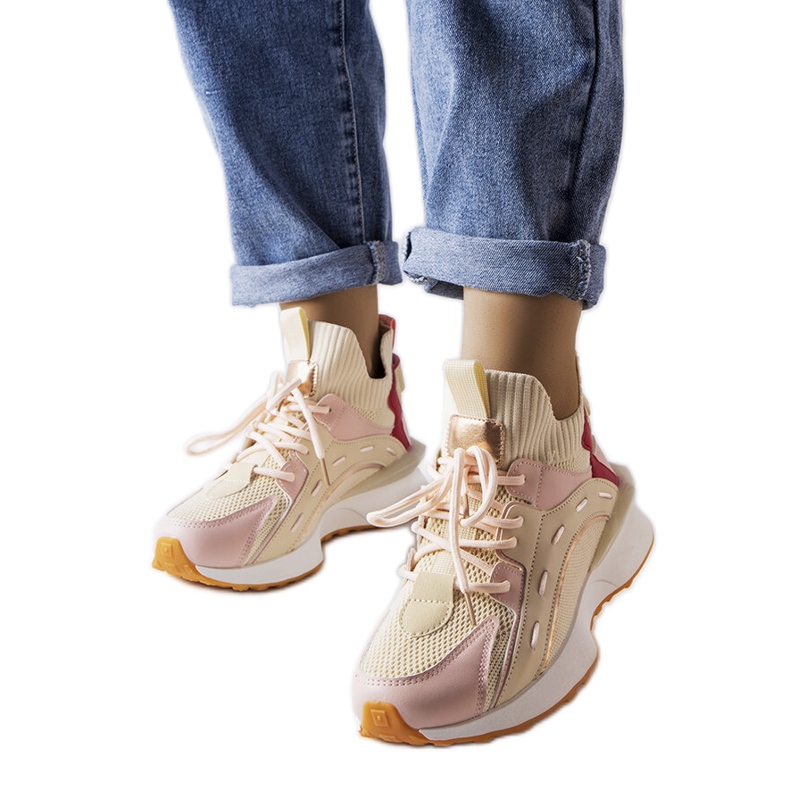 Inna Sneaker in tessuto beige e rosa di Begins