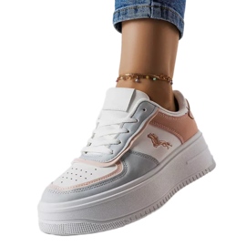 Sneakers con plateau rosa e blu di Gidle bianco