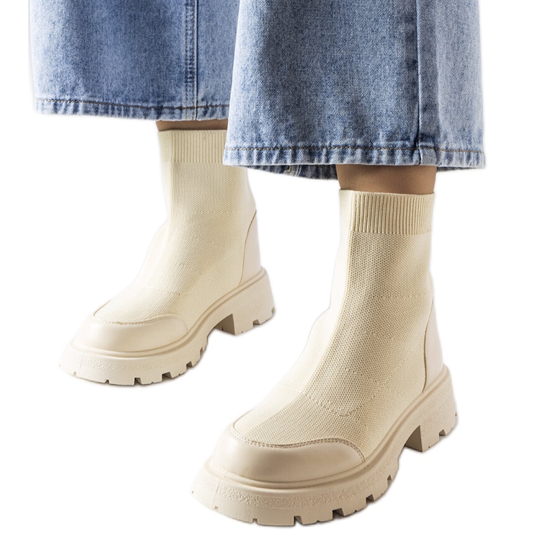 Stivali a calzino beige di Lonte