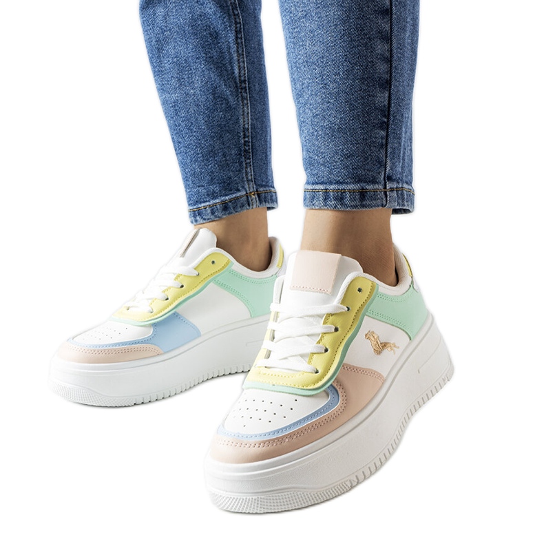 Sneakers colorate sulla piattaforma Gidle bianca