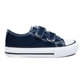 Sneakers da bambina con velcro blu navy Shelovet