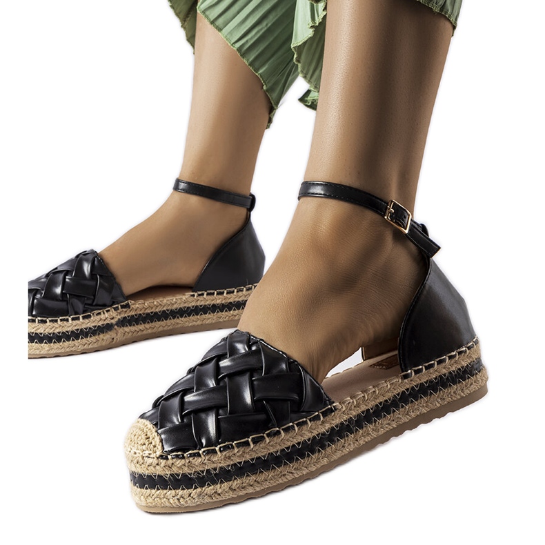 Espadrillas nere con plateau di Gour nero