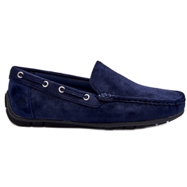 Mocassini slip-on da uomo in pelle scamosciata, blu navy
