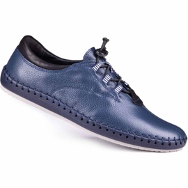 Kampol Scarpe in pelle maschile casual 337/63 blu navy