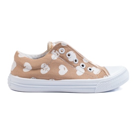 SHELOVET Sneakers slip-on beige per bambina 3F hearts