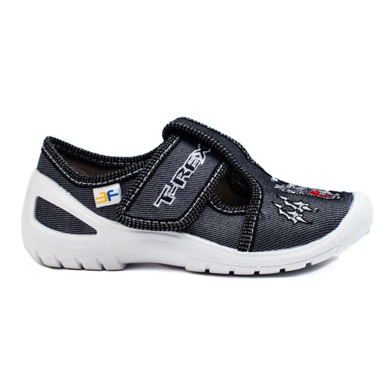 SHELOVET Pantofole in velcro per bambino 3F dinosauro nero