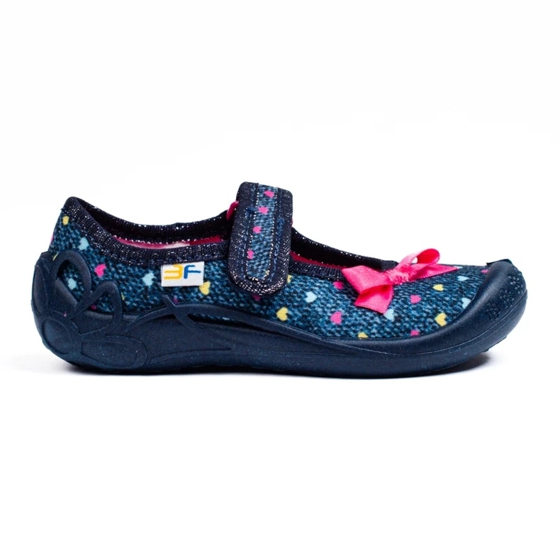 SHELOVET Pantofole per bambina con cuori in velcro 3F blu