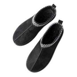 Pantofole isolanti nere decorate con ricami Dudi nero