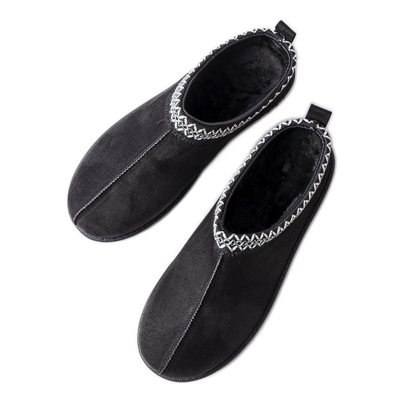 Pantofole isolanti nere decorate con ricami Dudi nero