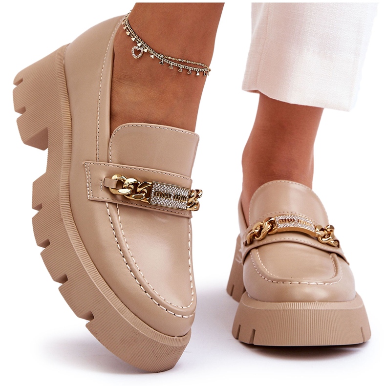 PS1 Mocassini classici su una piattaforma spessa Beige Catch Me!