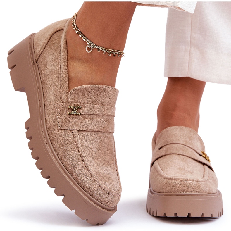 PS1 Mocassino In Camoscio Con Decorazione Esperta Beige