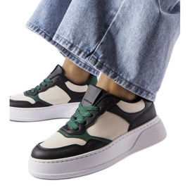 Sneakers nere e verdi sulla piattaforma Baron nero