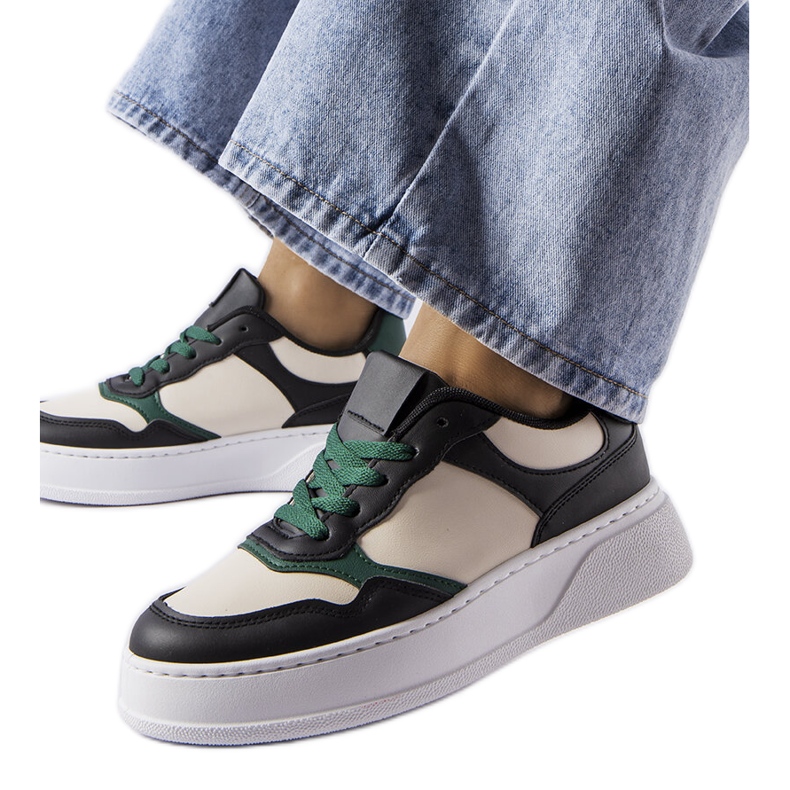 Sneakers nere e verdi sulla piattaforma Baron nero