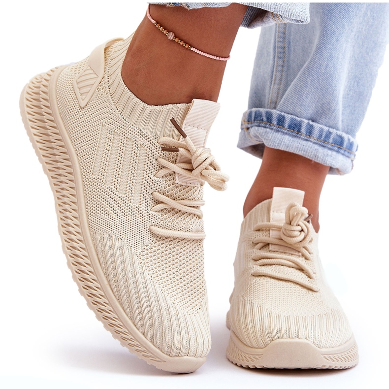PG1 Scarpe da ginnastica in tessuto senza lacci da donna Beige Zauna