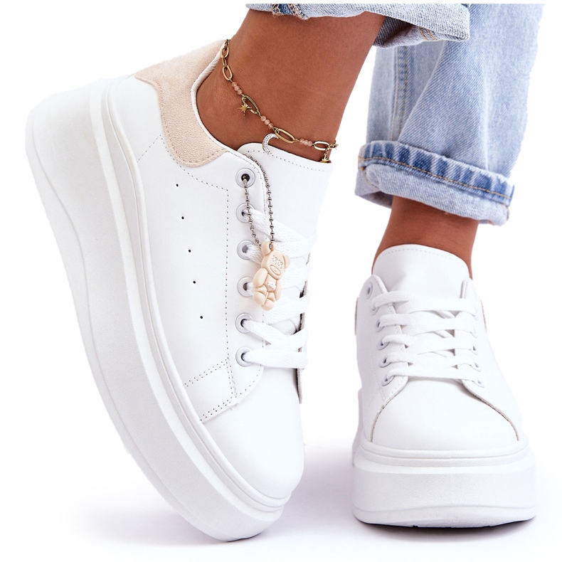 PS1 Scarpe sportive da donna su una massiccia piattaforma Mariell bianca e beige