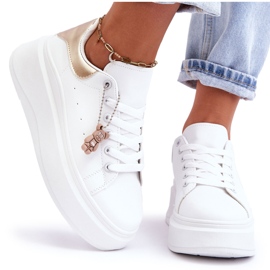 PS1 Scarpe sportive da donna su una massiccia piattaforma Mariell bianca e oro bianco