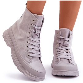 PS1 Sneakers Alte Da Donna In Pelle Scamosciata Grigio Eleamia