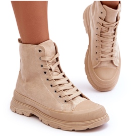 PS1 Sneakers Alte da Donna in Camoscio Beige Eleamia
