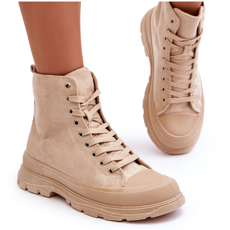 PS1 Sneakers Alte da Donna in Camoscio Beige Eleamia