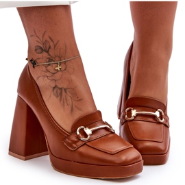 Décolleté in pelle Camel Rouse alla moda marrone