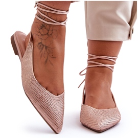 PG1 Ballerine Da Donna Con Lacci Beige Con Borchie Jange