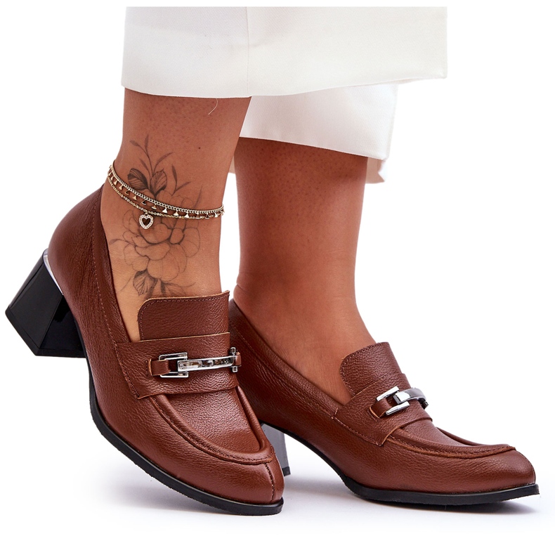 Lemar Comode pompe in pelle marrone Damira
