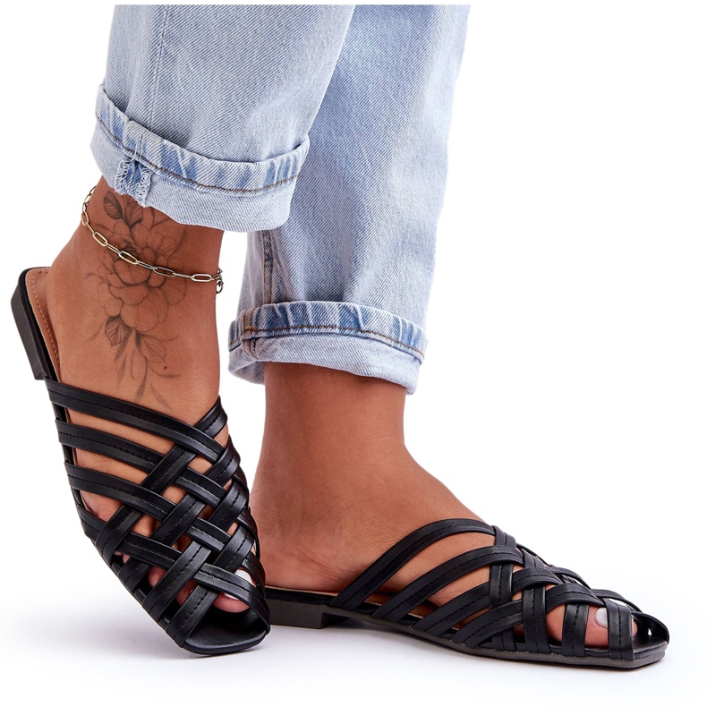 PS1 Sandali Donna Con Righe Nero Doralia