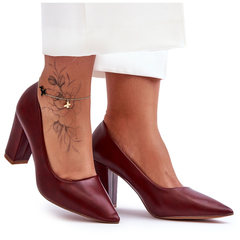 Décolleté con tacco bordeaux classico Odessa rosso