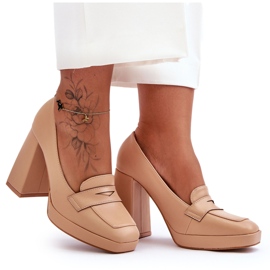 Décolleté in pelle con tacco alto Alisa nude beige