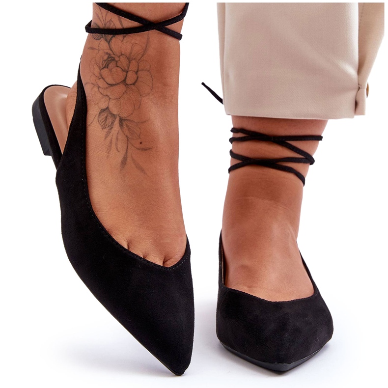 PG1 Ballerine stringate in pelle scamosciata da donna nere Lilly Ann nero