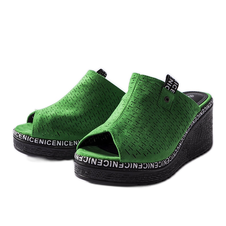 Sandali con zeppa verdi di Fulvia verde