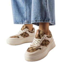Inna Sneakers beige decorate con il monogramma Conte