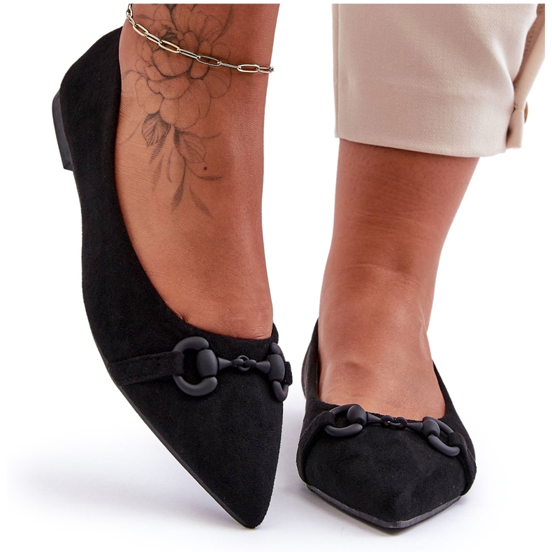 PG1 Ballerine In Camoscio Con Decorazione Noldaia Nera nero