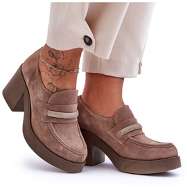 Lemar Décolleté Con Tacco In Camoscio Con Decorazione Gelanor Beige