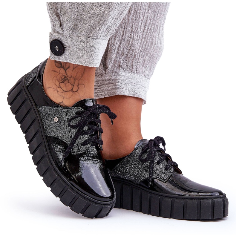 Lemar Scarpe con zeppa in pelle Black Hypnosis nero